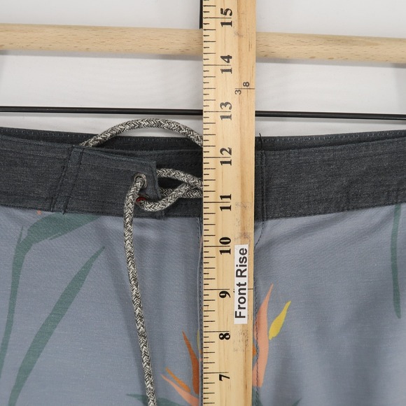 Katin Board Shorts Mens 34 Blue Gray Bird of Paradise Floral Print Swim Trunks - Picture 4 of 7